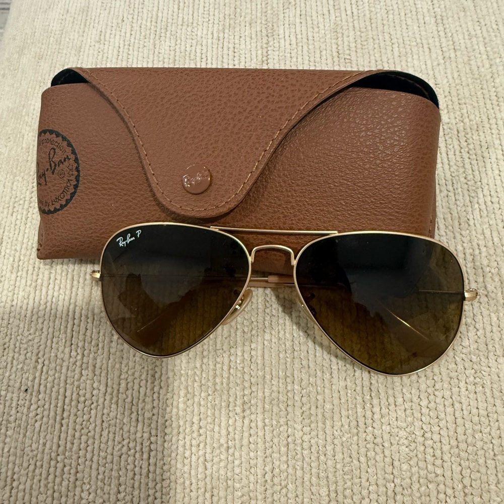 Ray-Ban Gold Brown Aviator Sunglasses
